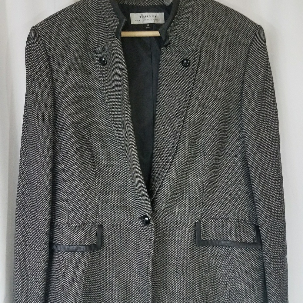 Tahari Black Wool Suit Jacket Size 18 Plus Size